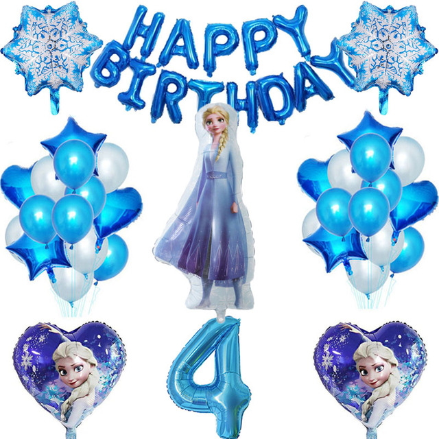 1 zestaw Frozen Princess - balon foliowy 32 calowy, numerowane balony lateksowe - dekoracje urodzinowe, zabawki dla dzieci - Wianko - 4