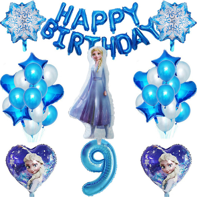 1 zestaw Frozen Princess - balon foliowy 32 calowy, numerowane balony lateksowe - dekoracje urodzinowe, zabawki dla dzieci - Wianko - 9