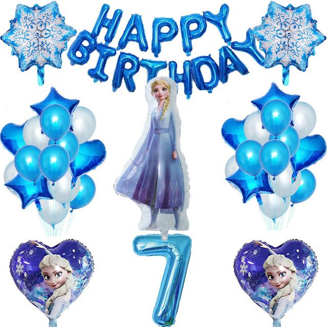 1 zestaw Frozen Princess - balon foliowy 32 calowy, numerowane balony lateksowe - dekoracje urodzinowe, zabawki dla dzieci - Wianko - 7