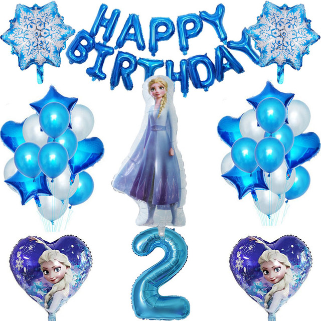 1 zestaw Frozen Princess - balon foliowy 32 calowy, numerowane balony lateksowe - dekoracje urodzinowe, zabawki dla dzieci - Wianko - 2