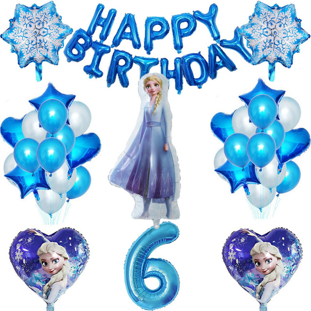 1 zestaw Frozen Princess - balon foliowy 32 calowy, numerowane balony lateksowe - dekoracje urodzinowe, zabawki dla dzieci - Wianko - 6