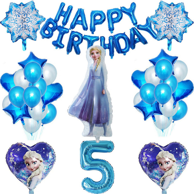 1 zestaw Frozen Princess - balon foliowy 32 calowy, numerowane balony lateksowe - dekoracje urodzinowe, zabawki dla dzieci - Wianko - 5