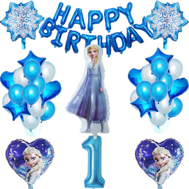 1 zestaw Frozen Princess - balon foliowy 32 calowy, numerowane balony lateksowe - dekoracje urodzinowe, zabawki dla dzieci - Wianko - 1
