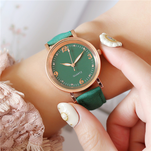 Zegarek damski z cyframi arabskimi, luksusowy, skórzany, kwarcowy - Wianko - 5