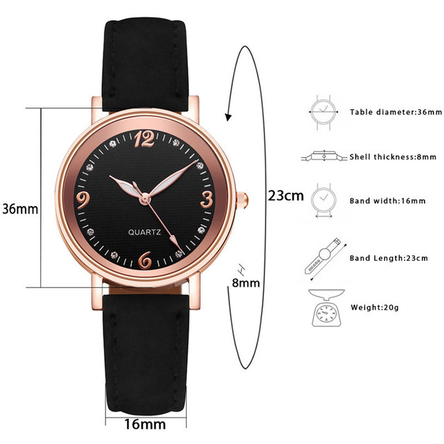 Zegarek damski z cyframi arabskimi, luksusowy, skórzany, kwarcowy - Wianko - 2