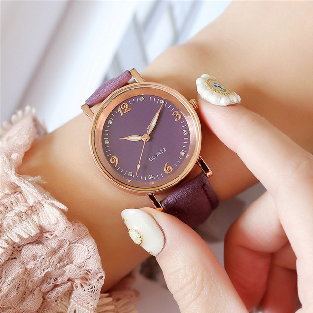 Zegarek damski z cyframi arabskimi, luksusowy, skórzany, kwarcowy - Wianko - 4