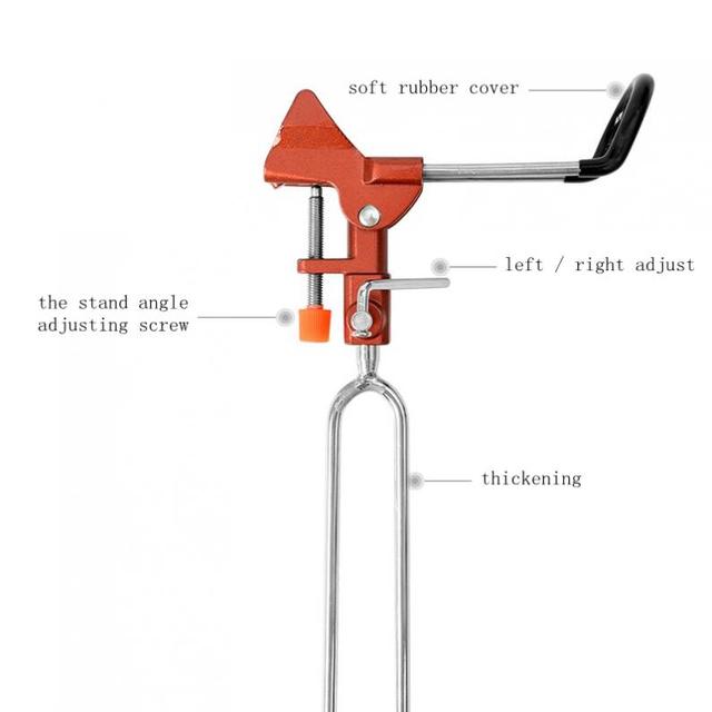 Stojak do wędek ze stali nierdzewnej, regulowany, czerwony, z uchwytem metalowym, podporą i teleskopowym drążkiem - Wianko - 4
