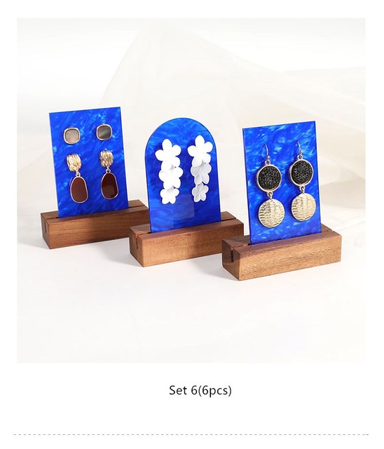 Akrylowe kolczyki z kartą kolorową, na podstawce z litego drewna pod pierścionki - Wianko - 11