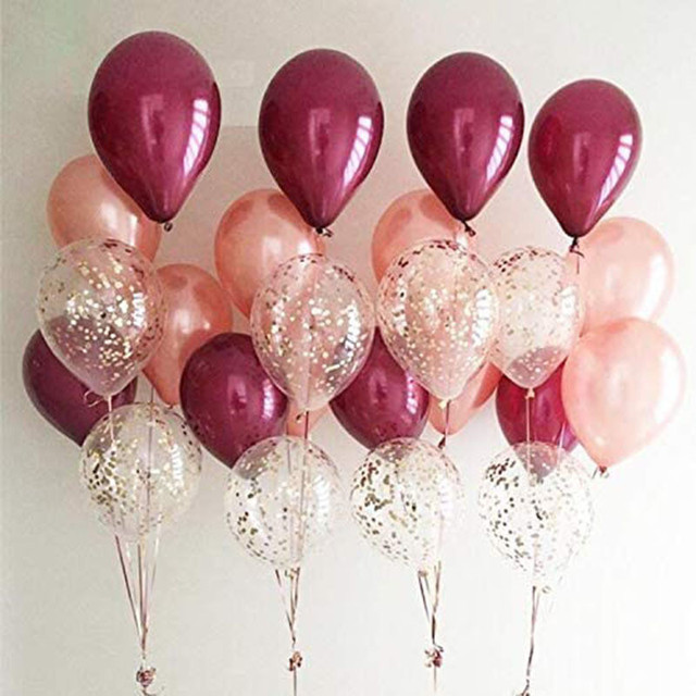 12 sztuk błękitnego atramentu - zestaw balonów lateksowych w kolorze konfetti jasno różowym i złotym, idealny na ślubne dekoracje, Baby Shower i urodziny - Wianko - 6