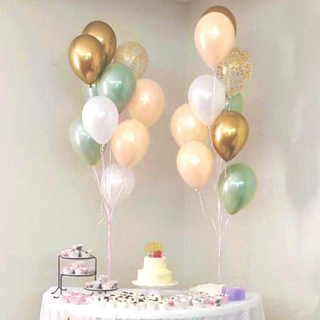 12 sztuk błękitnego atramentu - zestaw balonów lateksowych w kolorze konfetti jasno różowym i złotym, idealny na ślubne dekoracje, Baby Shower i urodziny - Wianko - 3