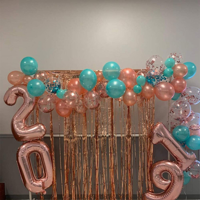 12 sztuk błękitnego atramentu - zestaw balonów lateksowych w kolorze konfetti jasno różowym i złotym, idealny na ślubne dekoracje, Baby Shower i urodziny - Wianko - 8