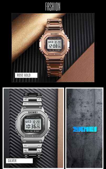 SKMEI Moda Sport Watch - męski zegarek cyfrowy, wodoodporny do 3Bar, budzik, koperta ze stopu, reloj hombre 1456 - Wianko - 15