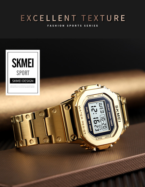 SKMEI Moda Sport Watch - męski zegarek cyfrowy, wodoodporny do 3Bar, budzik, koperta ze stopu, reloj hombre 1456 - Wianko - 5