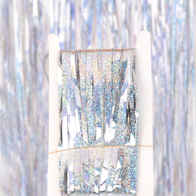 Laserowa folia zasłony tło imprezowe złote świecidełka Baby Shower dekoracja na wieczór panieński, rocznicę - Wianko - 14