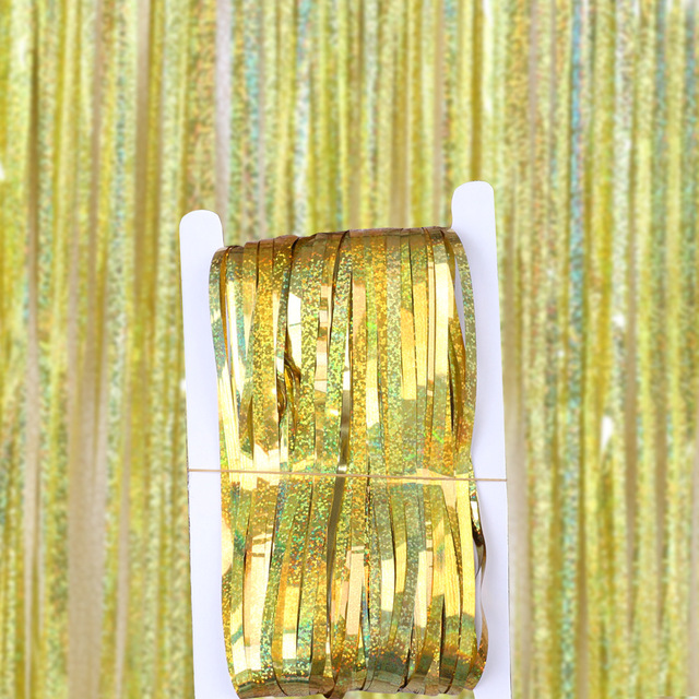 Laserowa folia zasłony tło imprezowe złote świecidełka Baby Shower dekoracja na wieczór panieński, rocznicę - Wianko - 10