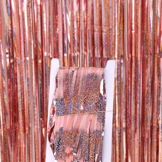 Laserowa folia zasłony tło imprezowe złote świecidełka Baby Shower dekoracja na wieczór panieński, rocznicę - Wianko - 15