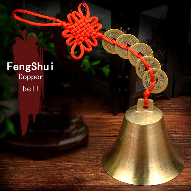 Miedziany dzwonek religijny Buddyzm Fengshui - dekoracja wietrzna Dzwonek Budda wiszący w domu, samochodzie, rzemiosło pięć monet cesarza - Wianko - 14