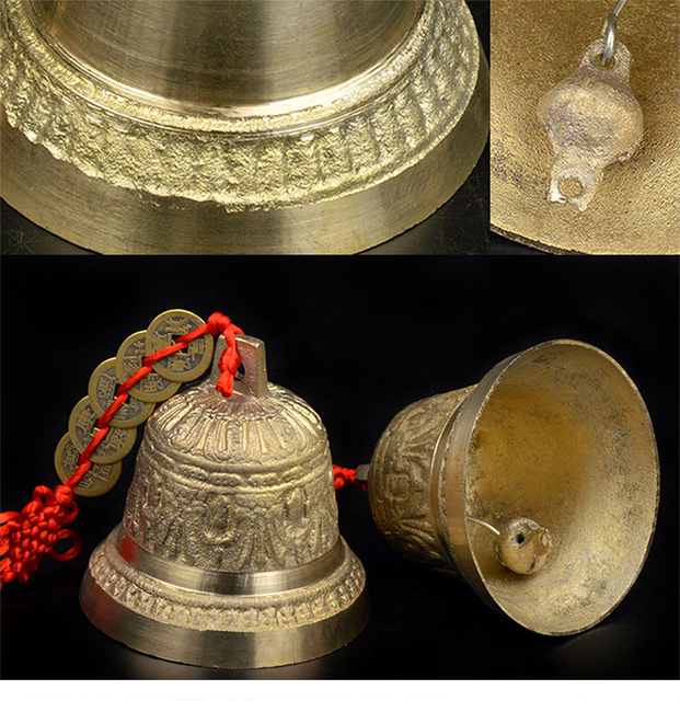 Miedziany dzwonek religijny Buddyzm Fengshui - dekoracja wietrzna Dzwonek Budda wiszący w domu, samochodzie, rzemiosło pięć monet cesarza - Wianko - 17