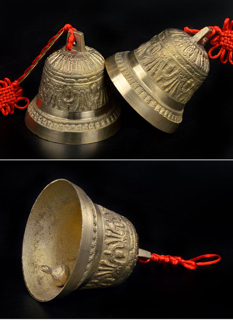 Miedziany dzwonek religijny Buddyzm Fengshui - dekoracja wietrzna Dzwonek Budda wiszący w domu, samochodzie, rzemiosło pięć monet cesarza - Wianko - 19