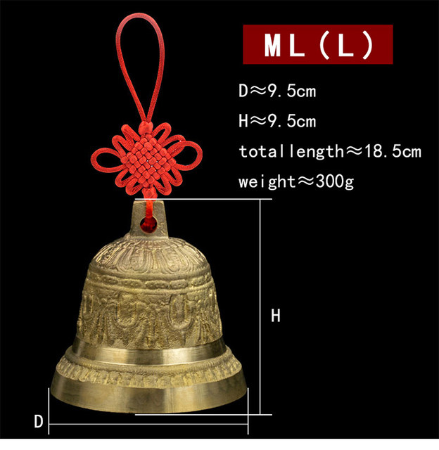 Miedziany dzwonek religijny Buddyzm Fengshui - dekoracja wietrzna Dzwonek Budda wiszący w domu, samochodzie, rzemiosło pięć monet cesarza - Wianko - 12