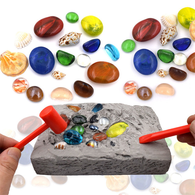 Zestaw archeologiczny dla dzieci - nauka, edukacja, zabawki, kolorowe kamienie szlachetne, kopanie, pędzle - dla chłopców i dziewcząt - Wianko - 4