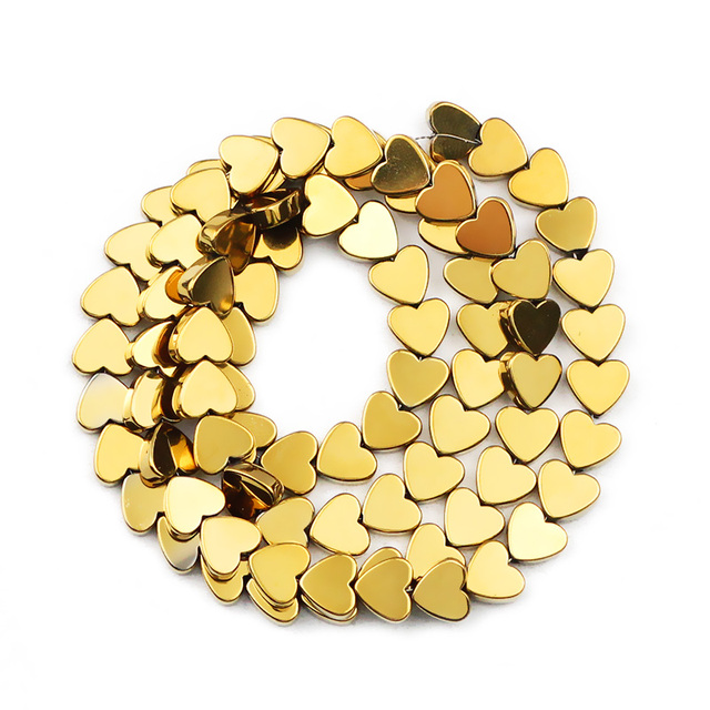 Koraliki z naturalnym kamieniem hematytu w kolorze złota, brzoskwiniowy kształt serca, rozmiary: 6/8/10mm - do samodzielnego tworzenia biżuterii - Wianko - 4