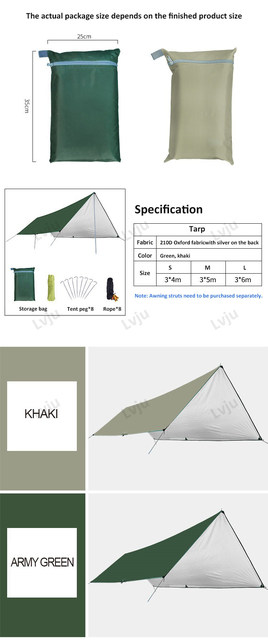 Namiot kempingowy deszczowy LVJU 10x20ft 3x6m do wędkowania, pikników i przygód - Wianko - 3