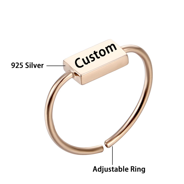 Personalizowany pierścień kobiecy z regulacją, różowe złoto, wygrawerowana nazwa - Wianko - 2