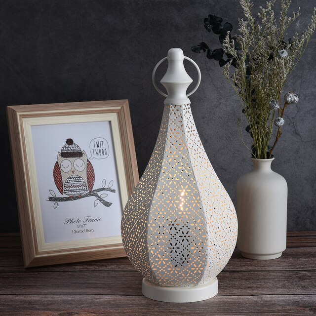 Mini lampa kempingowa LED wiatr światła odkryty Vintage latarnia styl marokański żelazo - Wianko - 9