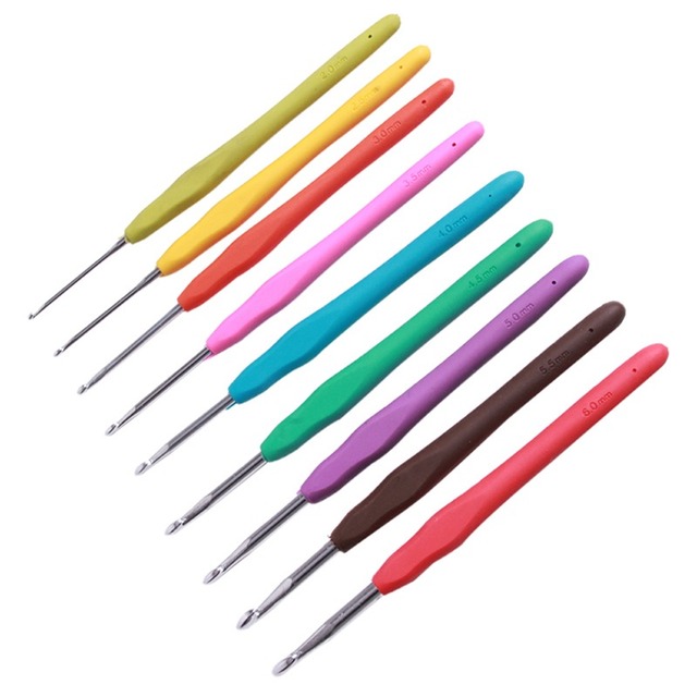 Zestaw 8 sztuk ergonomicznych szydełek DIY z kolorowymi splotami wełny - Wianko - 53