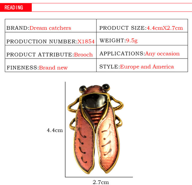 Elegancka broszka zwierząt z emalią Beetle w stylu antycznym, wykonana z wysokiej jakości stopu w kolorze antycznego złota - akcesorium ślubne dla kobiet - Wianko - 1