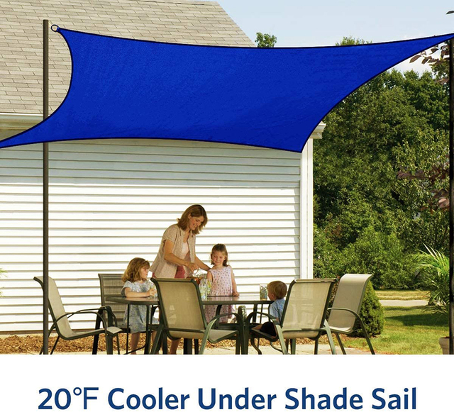 Parasol wodoodporny - niebieski, kwadratowy/rectangular/trójkątny żagiel z ochraniającym przed słońcem UV-blockem, idealny do ogrodu, tarasu i pieszych wycieczek - Wianko - 3
