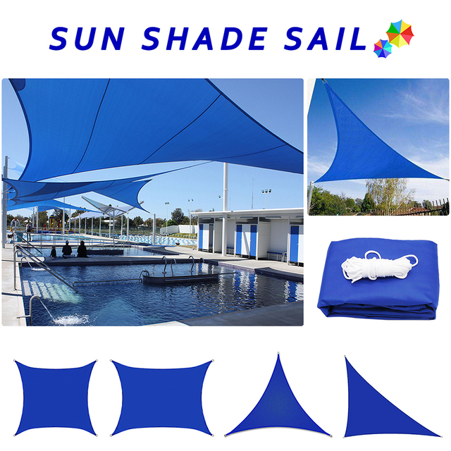 Parasol wodoodporny - niebieski, kwadratowy/rectangular/trójkątny żagiel z ochraniającym przed słońcem UV-blockem, idealny do ogrodu, tarasu i pieszych wycieczek - Wianko - 1