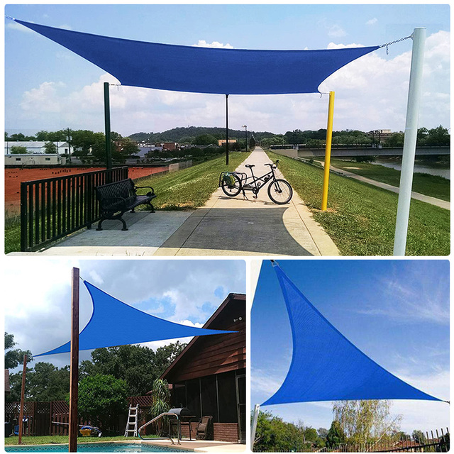 Parasol wodoodporny - niebieski, kwadratowy/rectangular/trójkątny żagiel z ochraniającym przed słońcem UV-blockem, idealny do ogrodu, tarasu i pieszych wycieczek - Wianko - 8