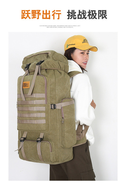 Duża, wielofunkcyjna torba piknikowa alpinistyczna zewnętrzna 80L z brezentowym wykończeniem i sznurkiem plecakowym - Wianko - 6