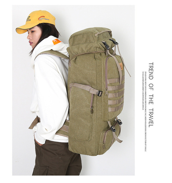 Duża, wielofunkcyjna torba piknikowa alpinistyczna zewnętrzna 80L z brezentowym wykończeniem i sznurkiem plecakowym - Wianko - 7