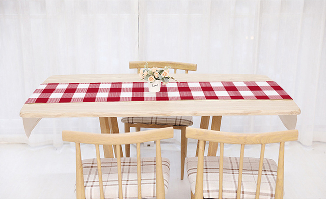 Europejski bieżnik na stół w kratę: nowoczesny czarno-biały dekoracyjny dodatek do jadalni i domu - Wianko - 6