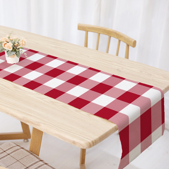 Europejski bieżnik na stół w kratę: nowoczesny czarno-biały dekoracyjny dodatek do jadalni i domu - Wianko - 7