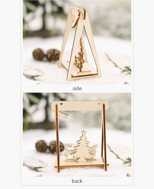 Drewniana huśtawka do ozdabiania na Boże Narodzenie - kreatywna ozdoba dekoracyjna dla dzieci - Wianko - 9