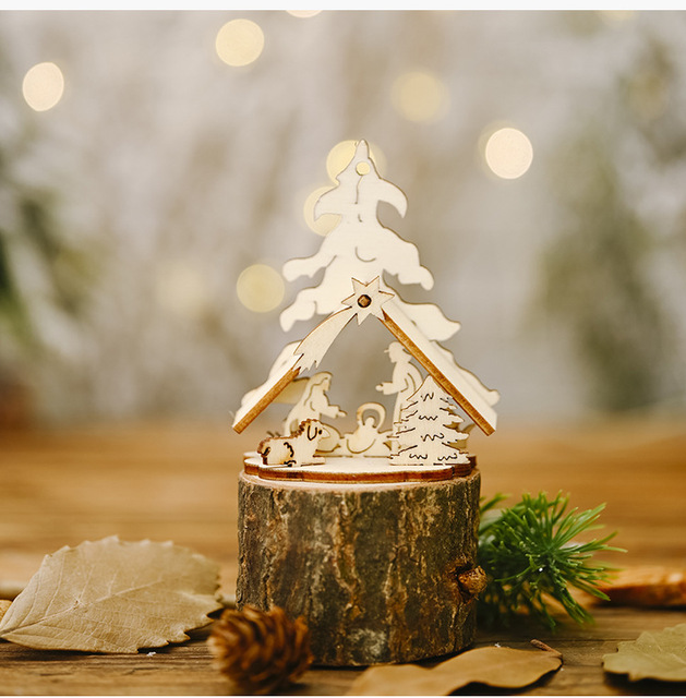 Drewniana huśtawka do ozdabiania na Boże Narodzenie - kreatywna ozdoba dekoracyjna dla dzieci - Wianko - 7