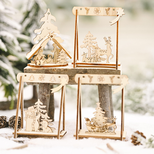 Drewniana huśtawka do ozdabiania na Boże Narodzenie - kreatywna ozdoba dekoracyjna dla dzieci - Wianko - 1