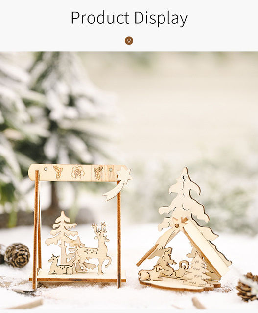 Drewniana huśtawka do ozdabiania na Boże Narodzenie - kreatywna ozdoba dekoracyjna dla dzieci - Wianko - 4
