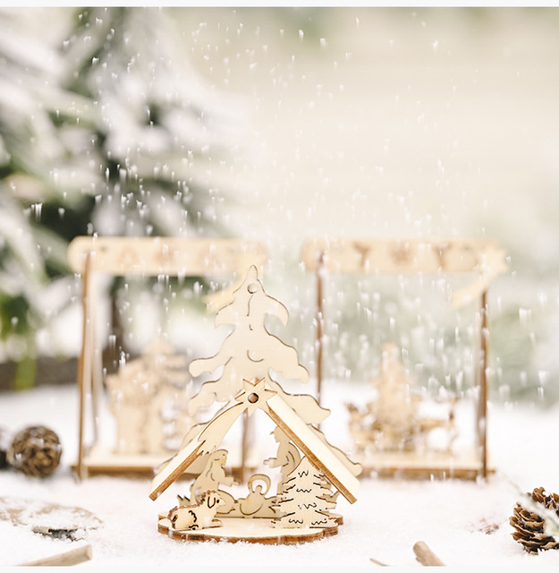 Drewniana huśtawka do ozdabiania na Boże Narodzenie - kreatywna ozdoba dekoracyjna dla dzieci - Wianko - 5
