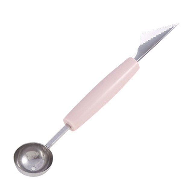 Dwugłowicowy nóż do rzeźbienia w owocach ze stali nierdzewnej - łyżka do lodów scooper i kuchenne akcesoria (L * 5) - Wianko - 3