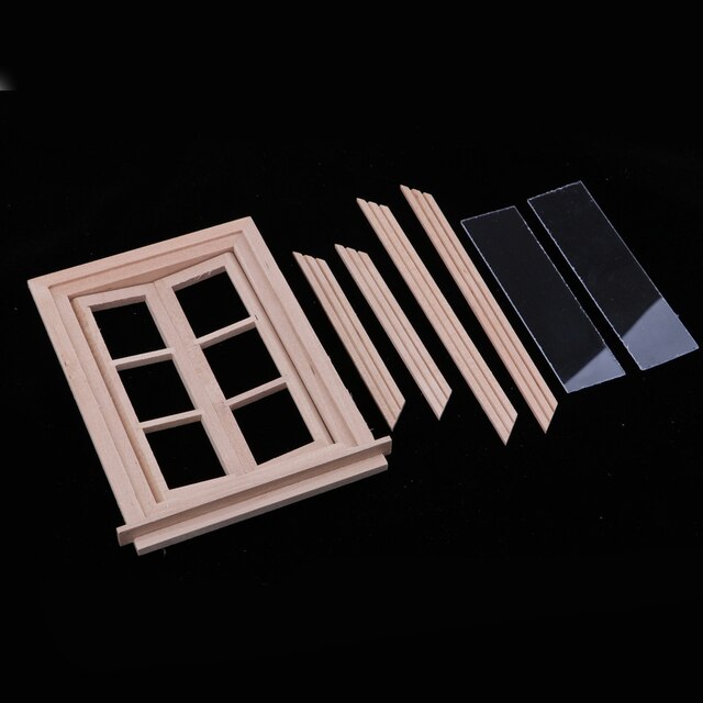Domek dla lalek 1/12 w skali miniaturowej z pustymi drewnianymi ramkami podwójnych okien (6 szyb) - zestaw do samodzielnego montażu i dekoracji - Wianko - 6