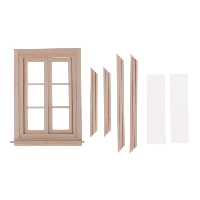 Domek dla lalek 1/12 w skali miniaturowej z pustymi drewnianymi ramkami podwójnych okien (6 szyb) - zestaw do samodzielnego montażu i dekoracji - Wianko - 3