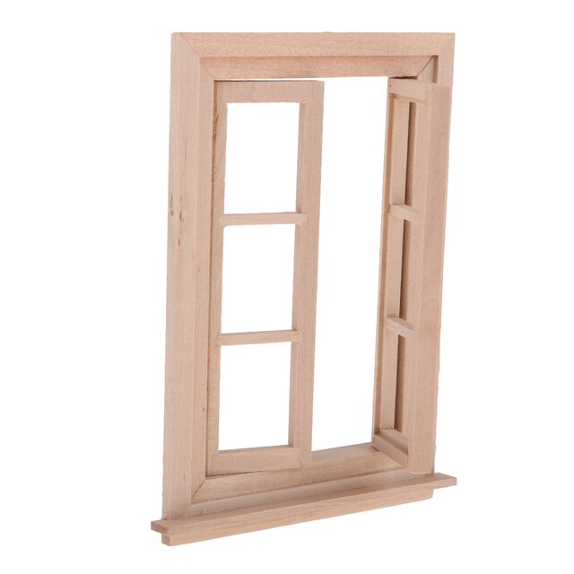 Domek dla lalek 1/12 w skali miniaturowej z pustymi drewnianymi ramkami podwójnych okien (6 szyb) - zestaw do samodzielnego montażu i dekoracji - Wianko - 5