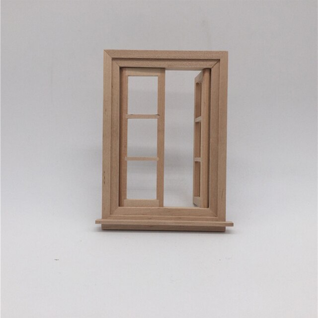 Domek dla lalek 1/12 w skali miniaturowej z pustymi drewnianymi ramkami podwójnych okien (6 szyb) - zestaw do samodzielnego montażu i dekoracji - Wianko - 4