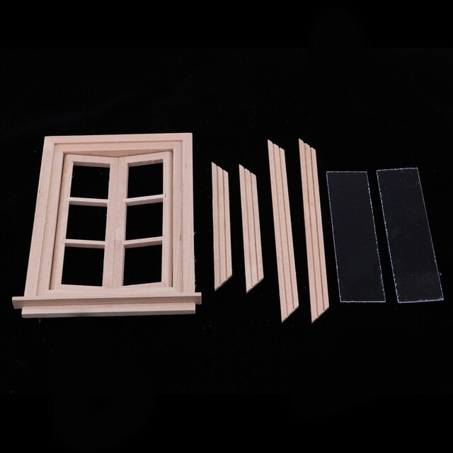 Domek dla lalek 1/12 w skali miniaturowej z pustymi drewnianymi ramkami podwójnych okien (6 szyb) - zestaw do samodzielnego montażu i dekoracji - Wianko - 2