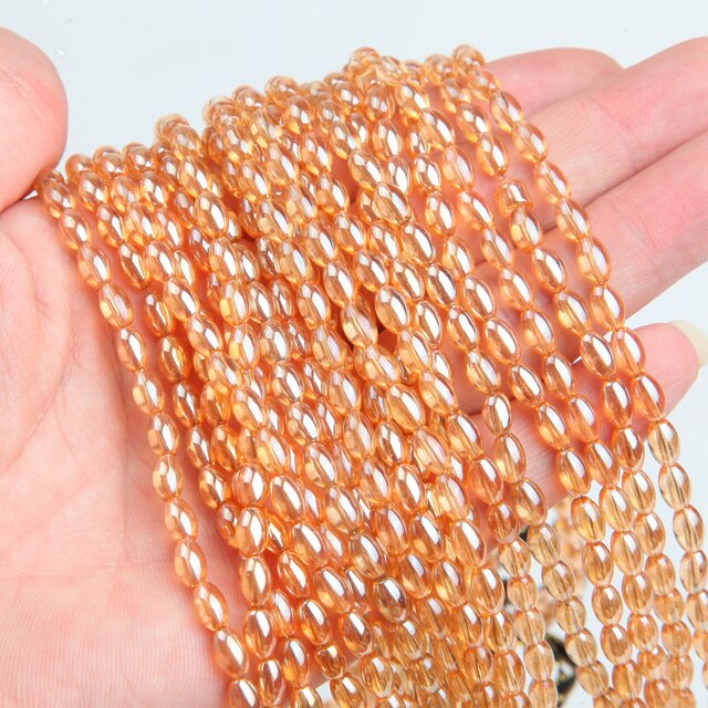 120 sztuk koralików kryształowych o rozmiarze 4*6mm - owalne ryż koraliki szklane dystansowe dla DIY wyrób biżuterii bransoletka naszyjnik Handmade - Wianko - 2